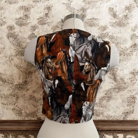 Vintage Handmade Horse Novelty Cropped Vest XS Black - Picture 3 of 5